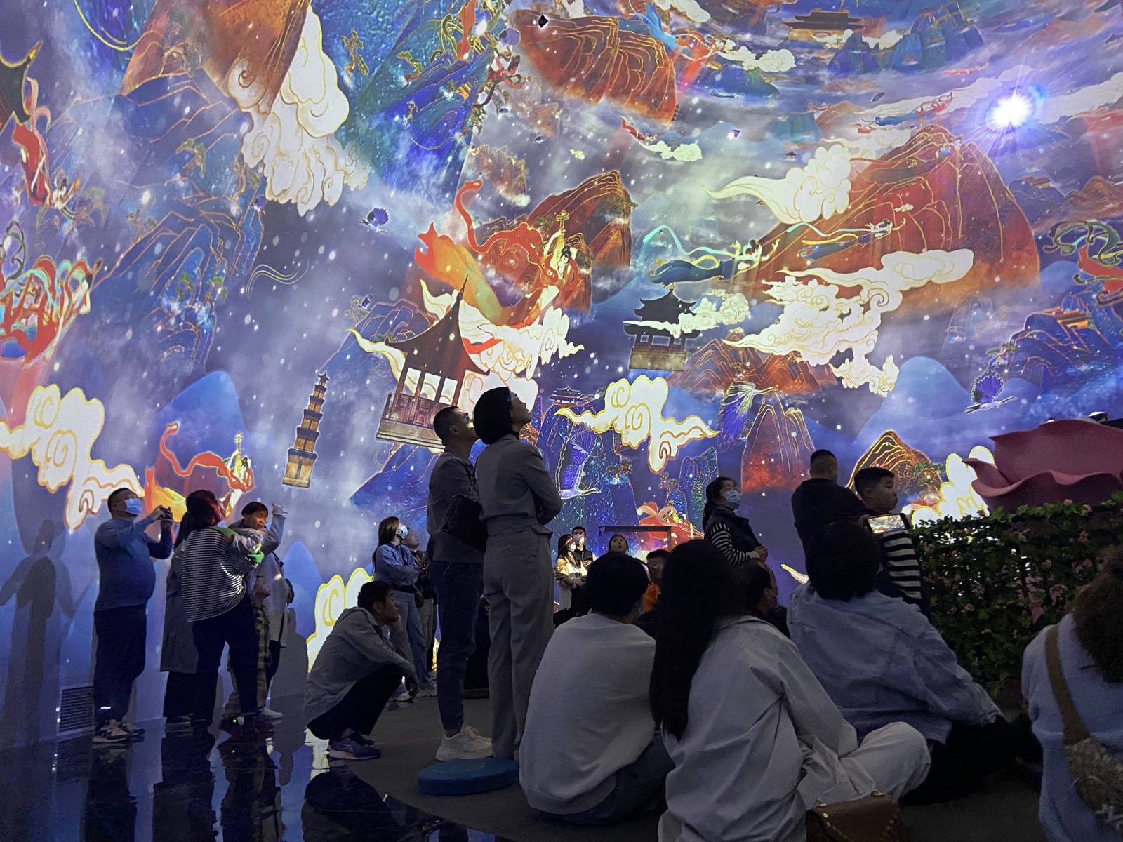 Dragon Gate immersive dome projection with visitors